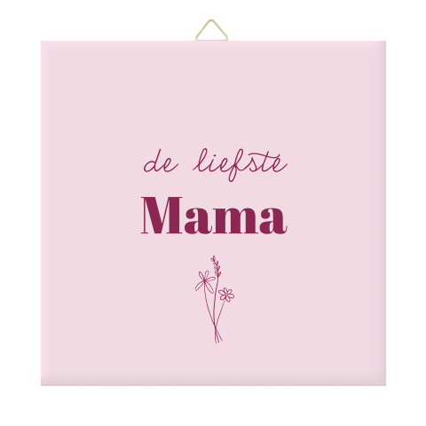 Moederdag tegeltje roze met bloemetjes