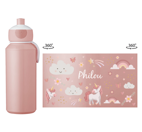 Mepal pop-up drinkbeker Campus met naam en unicorns