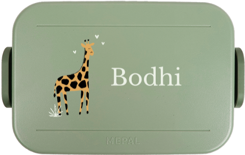 Mepal broodtrommel to go met giraffe en naam