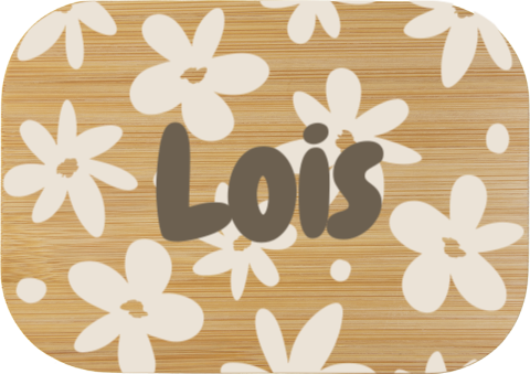 RVS broodtrommel met naam en bloemen
