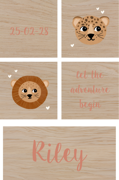 Houten blokken met jungle thema