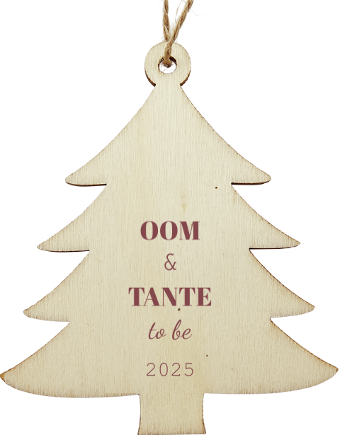 Zwangerschapsaankondiging houten kersthanger kerstboom met tekst