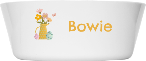 Kinderkommetje met bloemen en paaseieren