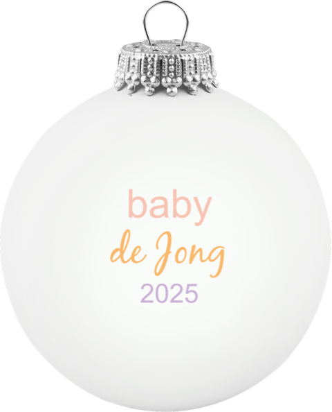 Glazen kerstbal met achternaam baby