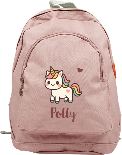 Rugtas junior met naam en kawaii eenhoorn