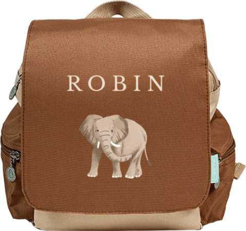 Avontuurlijke rugzak adventure met naam en olifant