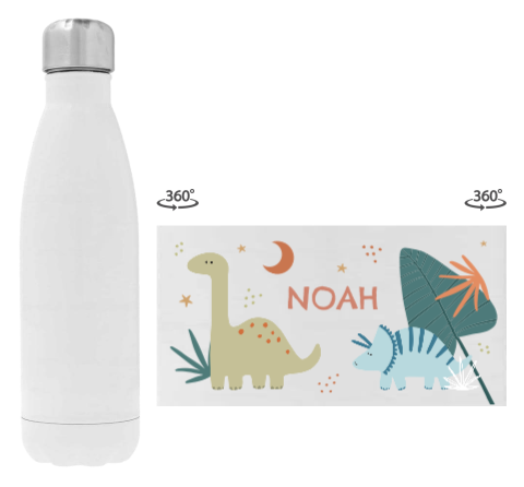 Drinkfles RVS met naam en dino's