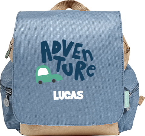 Rugtas Adventure met naam en auto