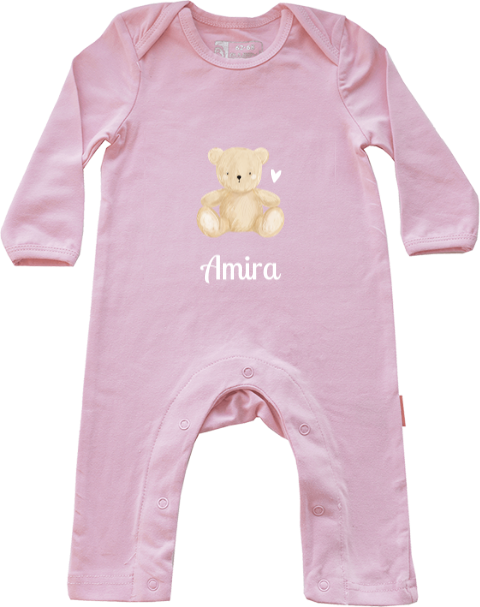 Lief babypakje met zittend beertje en hartje