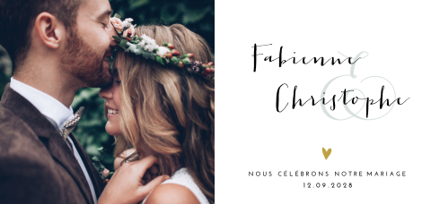 Faire-part de mariage élégante avec panorama, photo et typographie