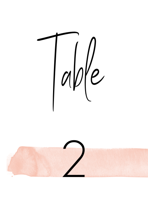 Marque table en aquarelle rose