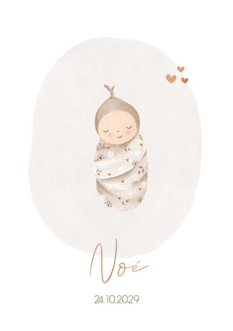 Faire-part de naissance doux avec bébé, vernis et coins arrondis