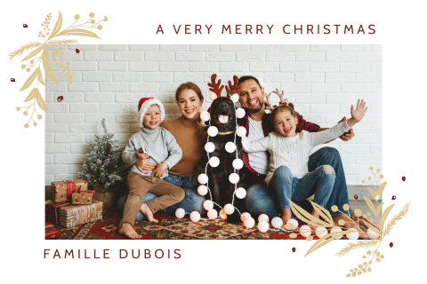 Carte de Noël classique avec une photo et des branches