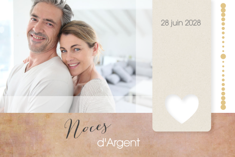 Invitation pour noces d'argent avec cadre photo et tonalité douce