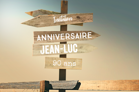 Carte d'invitation pour les 90 ans avec panneau indicateur