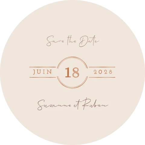 Save the date rond aquarelle cuivre