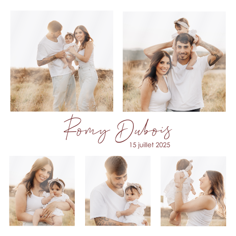 Faire-part de naissance avec cinq photos