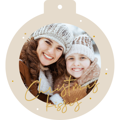 Carte de Noël originale avec une photo en forme de boule de Noël