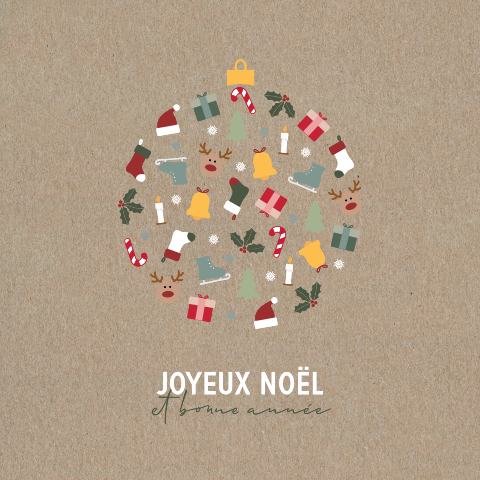 Carte de Noël professionnelle avec une boule de Noël originale