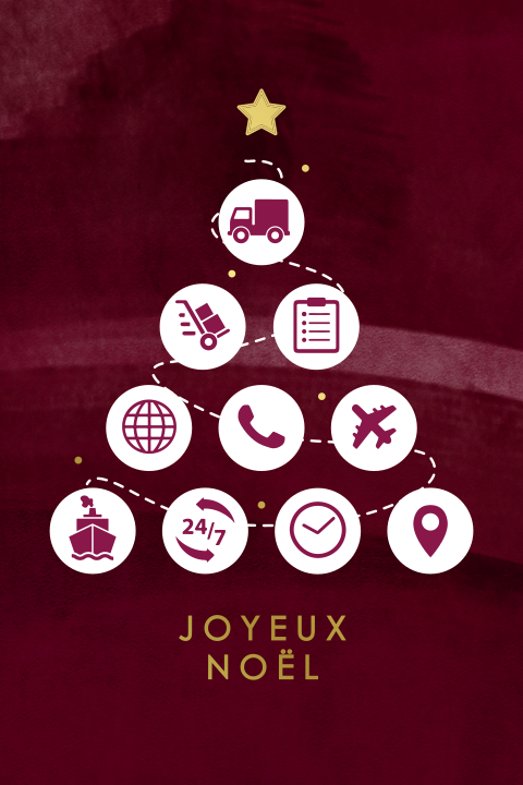 Carte de Noël professionnelle avec un sapin original et des dorures