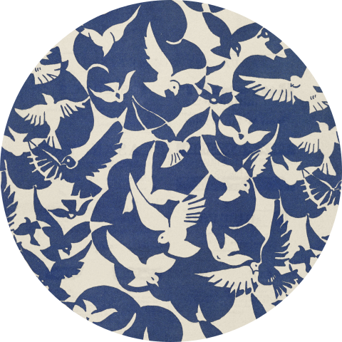 Kreis Alu-Dibond Tauben en blanc et bleu