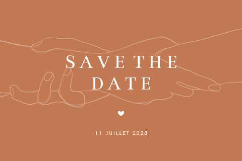 Save the date avec un dessin de mains unies