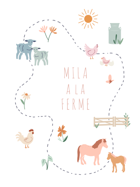Affiche pour enfant sur le thème de la ferme