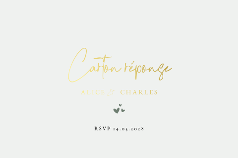Carton réponse minimaliste avec des coeurs et des feuilles discrets