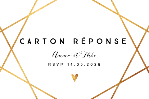 Carton réponse avec un motif géométrique et un coeur