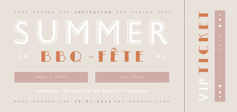 Invitation à une soirée barbecue sous forme de billet VIP