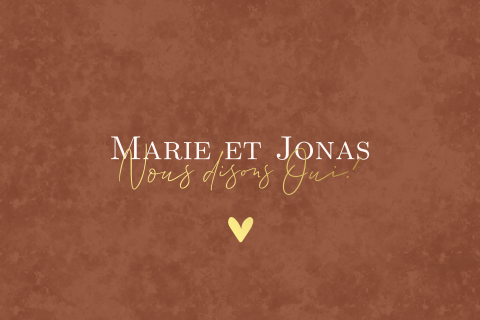 Faire-part de mariage en aspect velours brun et dorure