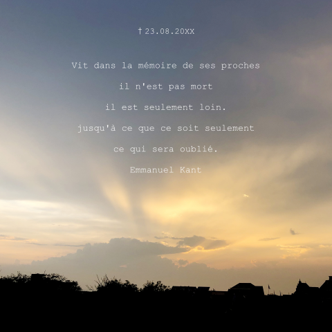 Carte de remerciement de deuil avec ciel du soir