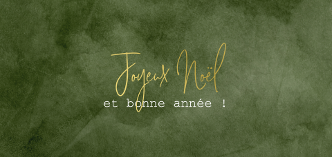 Carte de Noël simple sur fond vert foncé avec une écriture dorée