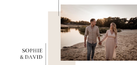 Faire-part de mariage moderne en rose et blanc avec photo et vernis