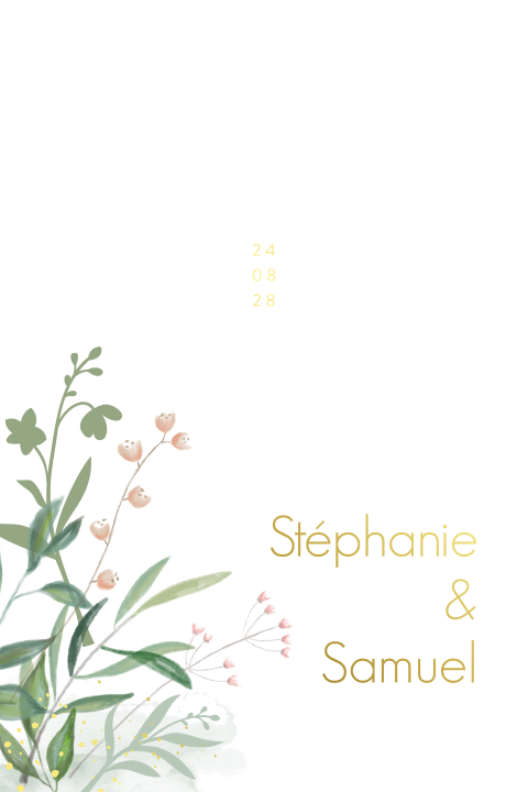 Faire-part élégant en demi-arc avec fleurs printanières