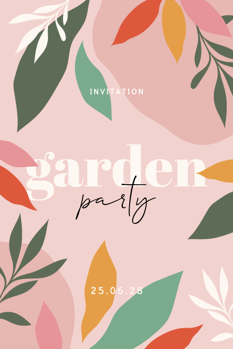 Carte d'invitation colorée pour un garden-party