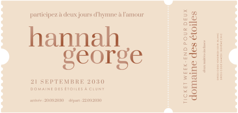 Faire-part de mariage ticket pour deux