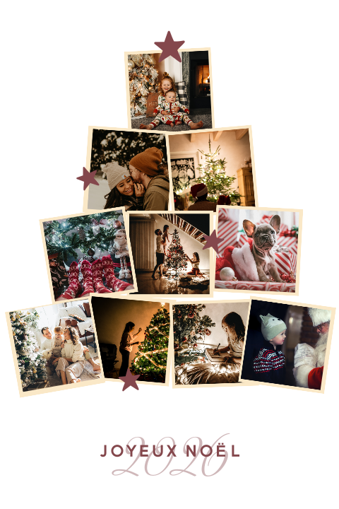 Carte de Noël avec des photos en forme de sapin