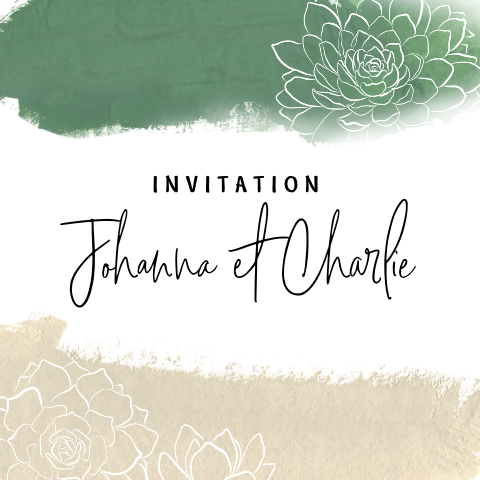 Invitation anniversaire mariage avec esquisses de fleurs sur peinture