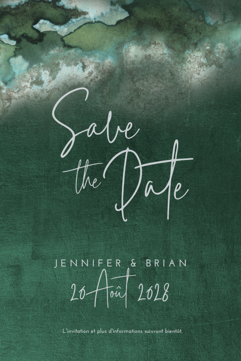 Save the date avec un fond aquarelle vert