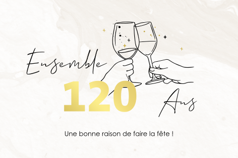 Invitation élégante au double anniversaire avec des verres à champagne