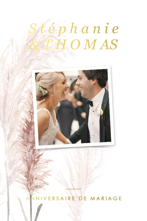 Invitation noces d'argent avec photo et fleurs des champs