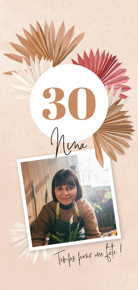 Carte d'invitation tendance pour les 30 ans avec photo