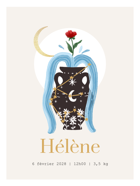 Affiche pour la chambre de bébé avec le signe du zodiaque Verseau