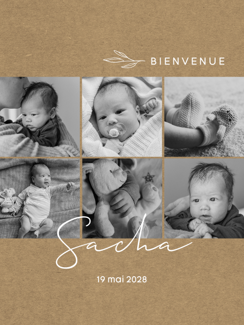 Affiche pour chambre d'enfant avec collage photos sur aspect kraft