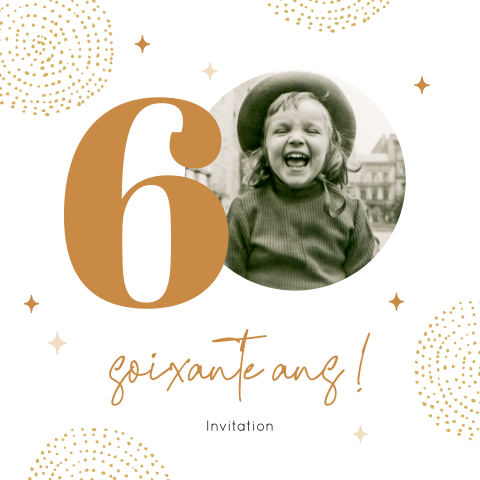 Carte d'invitation pour le 60e anniversaire simple avec un photo