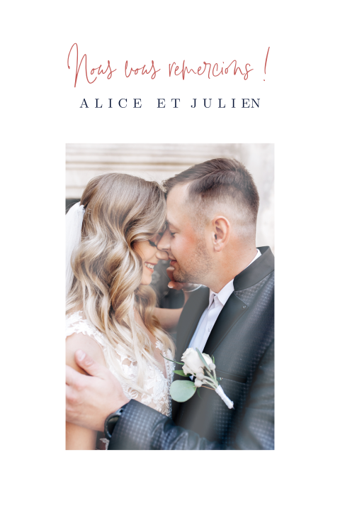 Carte de remerciement avec des fleurs colorées et une photo