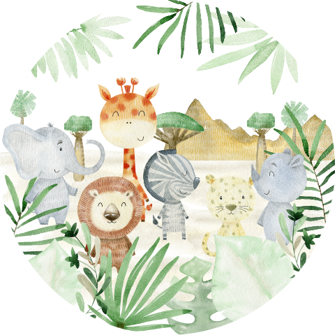 Kreis Alu-Dibond Forêt tropicale et animaux