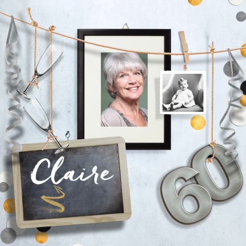 Carte d'invitation pour le 60e anniversaire avec des confettis