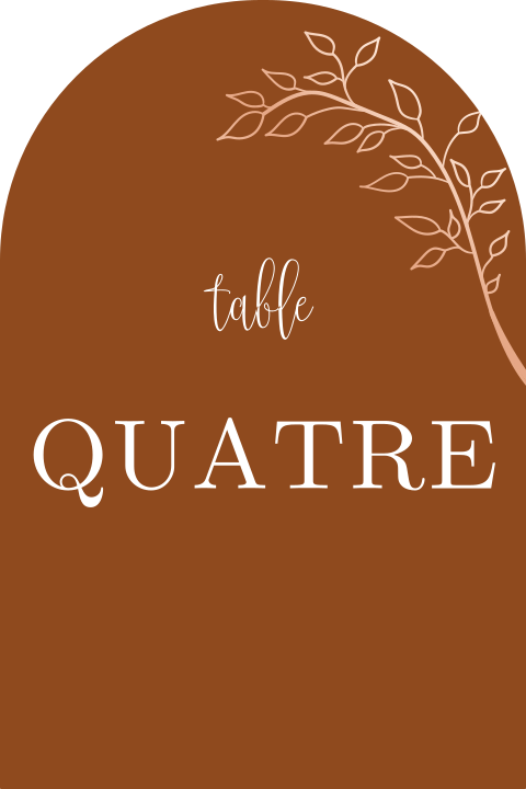 Marque-table en couleur rouille classique avec dorure rosée